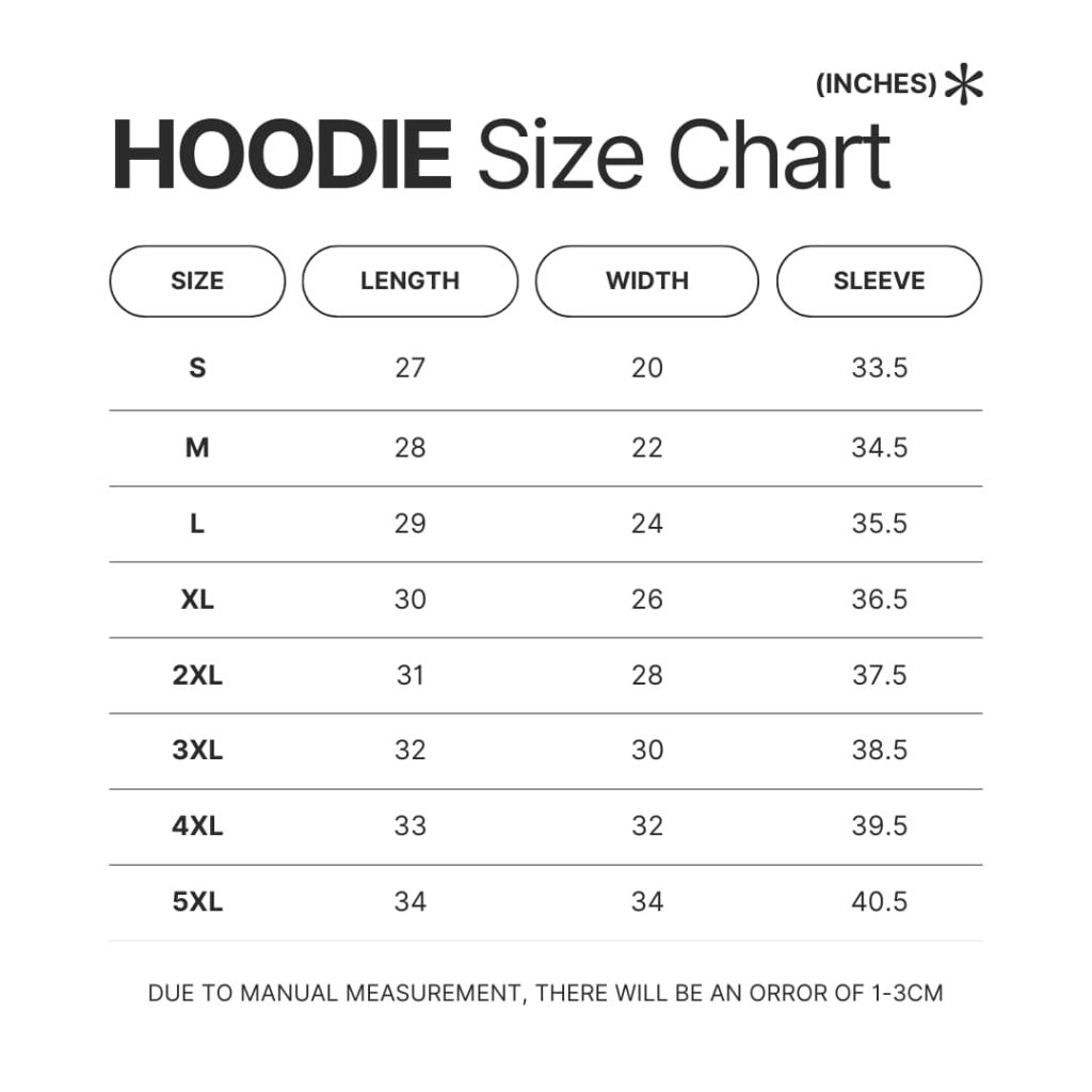 Hoodie Size Chart - Kayaking Gifts