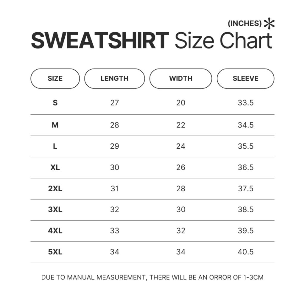 Sweatshirt Size Chart - Kayaking Gifts