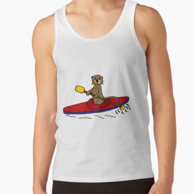 Funny Sea Otter Kayaking Original Art Tank Top Official Kayaking Merch