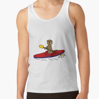 Funny Sea Otter Kayaking Original Art Tank Top Official Kayaking Merch