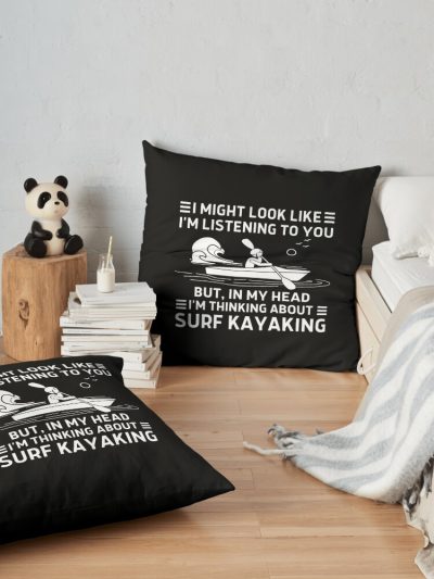 Surf Kayaking In My Head Throw Pillow Official Kayaking Merch