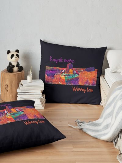 Bioluminescent Kayaking Throw Pillow Official Kayaking Merch