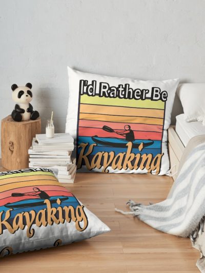 I'D Rather Be At The Lake Kayaking Throw Pillow Official Kayaking Merch