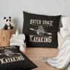 Outer Space Adventure Black Hole Kayaking With Astronaut Kayaking Vintage Illustration Throw Pillow Official Kayaking Merch