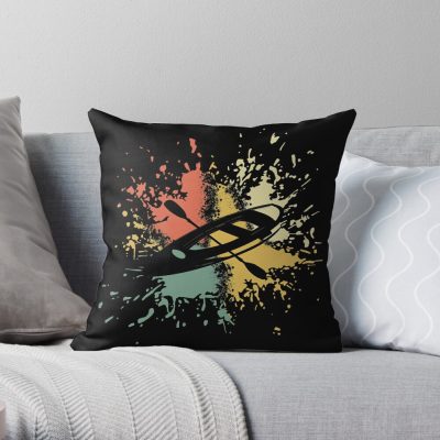 Kayaking Ink Splash Throw Pillow Official Kayaking Merch