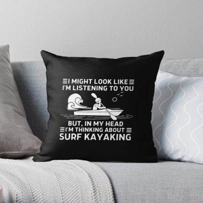 Surf Kayaking In My Head Throw Pillow Official Kayaking Merch