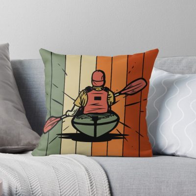 Vintage Kayaking Because Adulting Is Hard Throw Pillow Official Kayaking Merch