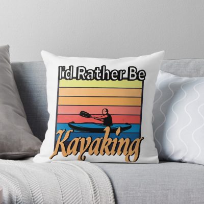 I'D Rather Be At The Lake Kayaking Throw Pillow Official Kayaking Merch