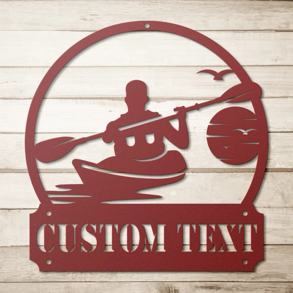 custom kayaking metal art personalized kayak sign red 12 inch wall 737 1 - Kayaking Gifts