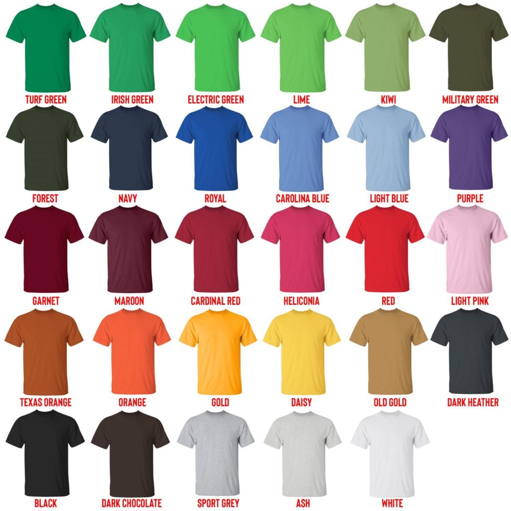 t shirt color chart - Kayaking Gifts