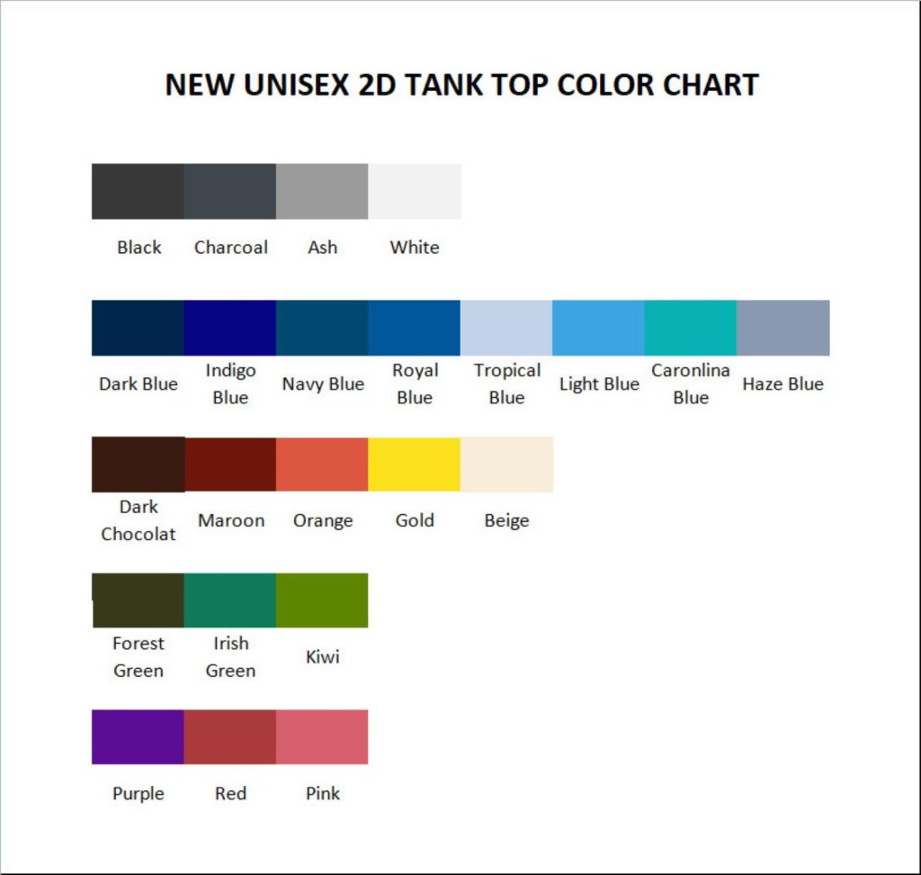 tank top color chart - Kayaking Gifts