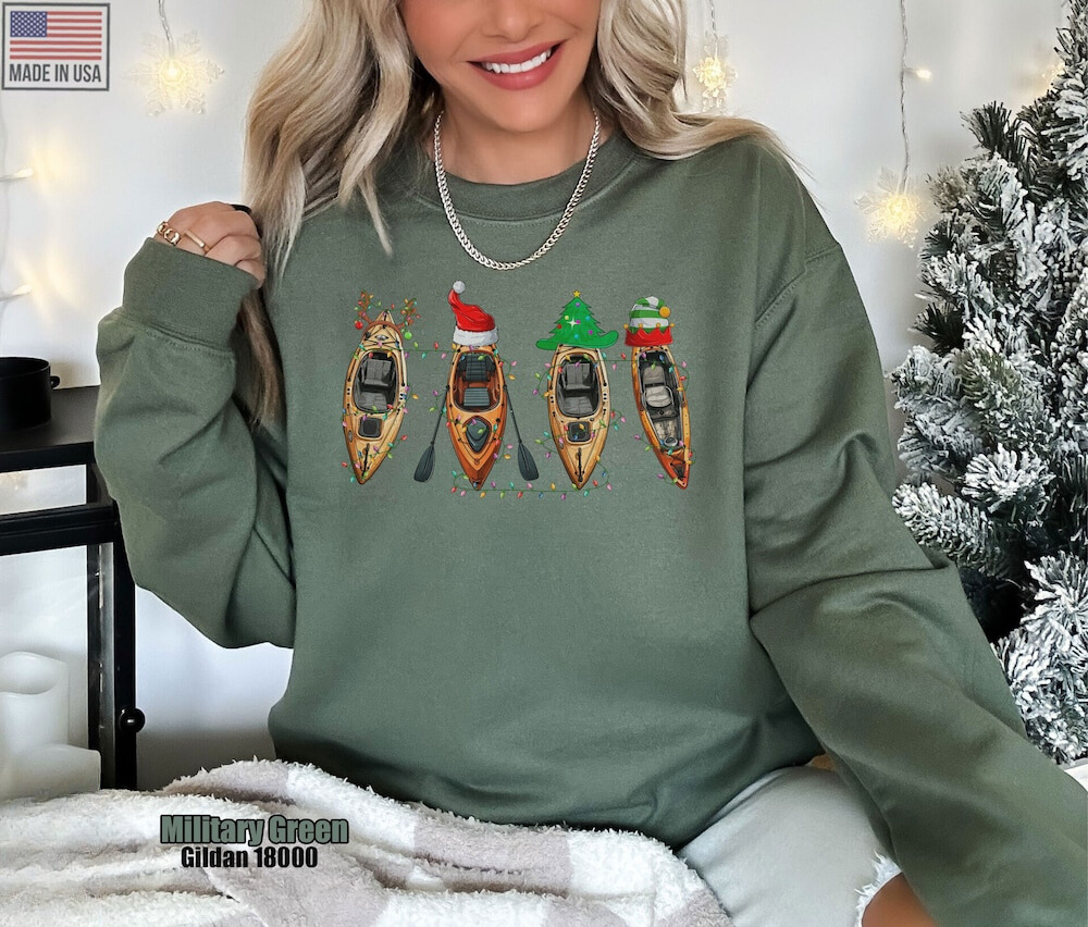 Kayak Christmas Lights Comfort Colors Sweatshirt