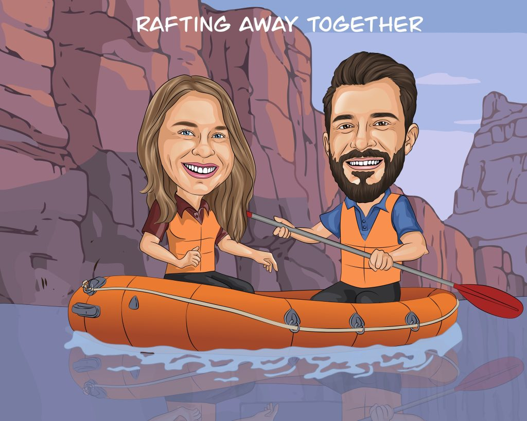 Rafting Gift – Custom Image Caricature Portrait From Poster